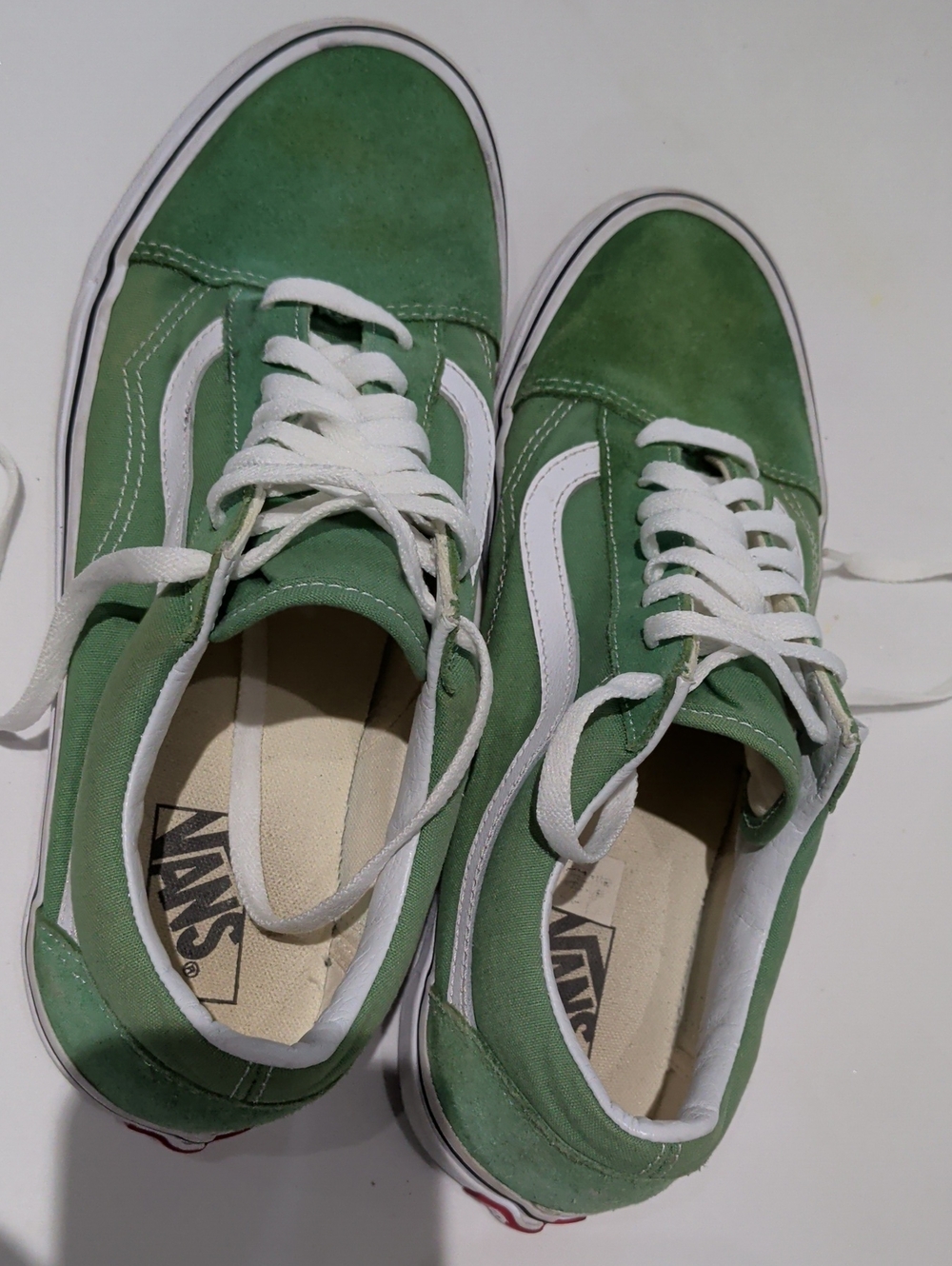 Vans Old Skool Canvas Sneakers in Green with White Stripe